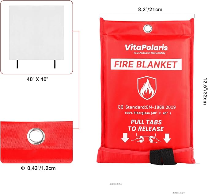 Heavy-Duty Emergency Fire Blanket, 2 Pack ??Fireproof Fiberglass Blanket for Kitchen, Home, Car