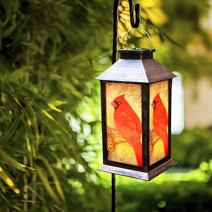 Solar Lanterns, Outdoor Hanging Lanterns Waterproof LED Solar Cardinal Lights Tabletop Lamp for