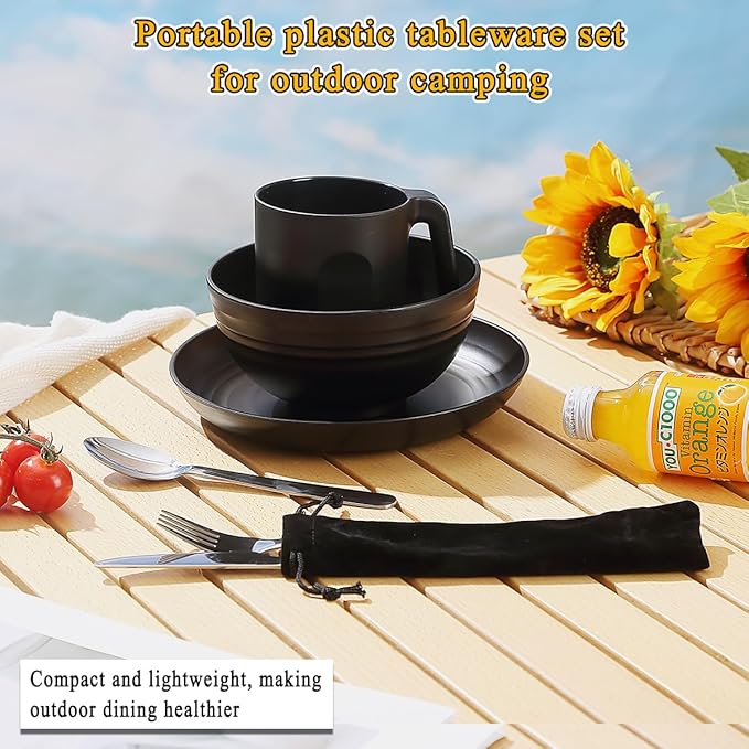 Camping Utensils, Reanea Camping Mess Kit for Travel, Camping, Picnic, Outdoor, Camping Gear