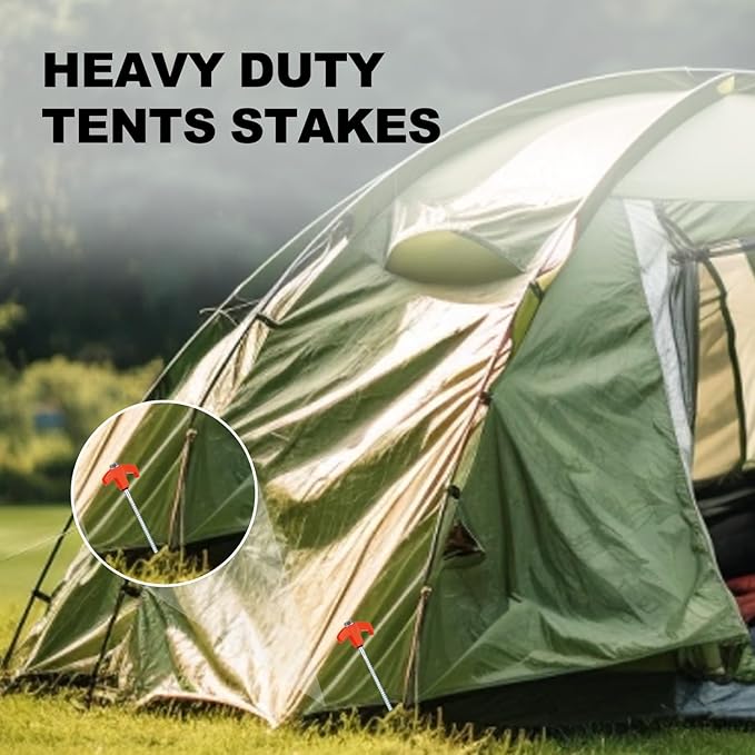 16 Pack Screw in Tent Stakes Heavy Duty,8 Inch Ground Anchors Screw in,Metal Stakes with Hex Head