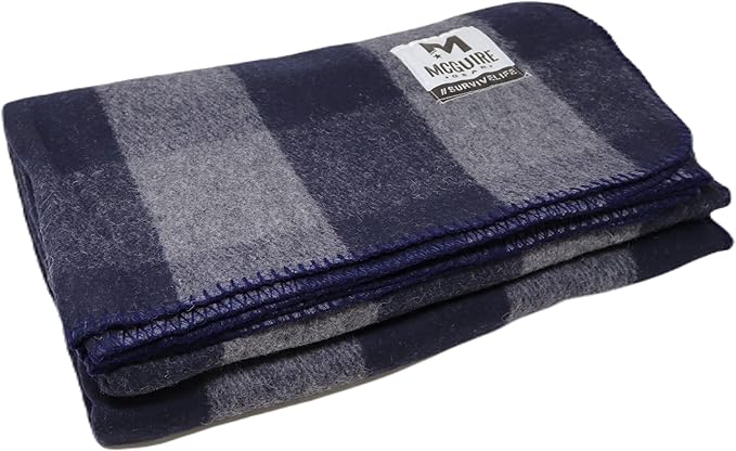 M MCGUIRE GEAR Warm Wool Bunkhouse Plaid Blanket for Camping, Home, Survival, or First Aid, 64" x