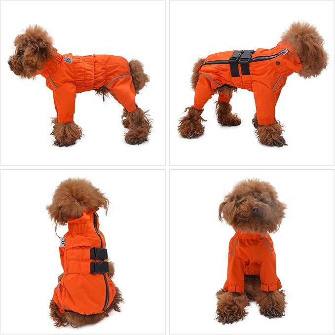 Dogs Waterproof Jacket, Lightweight Waterproof Jacket Reflective Safety Dog Raincoat Windproof