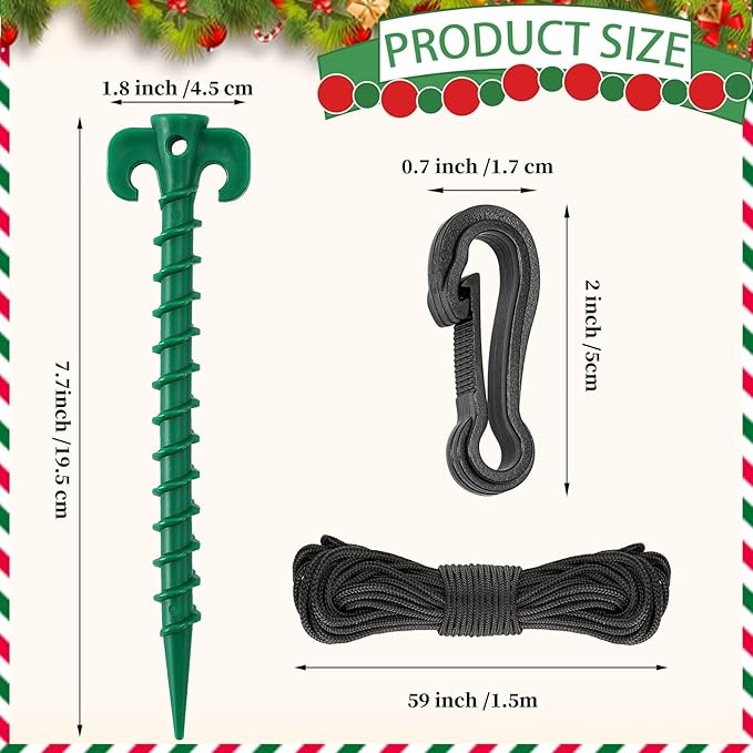 AUGSUN 54 Pieces Plastic Inflatable Stakes Set, Include Tent Stakes, Tethers Ropes and Hooks Heavy