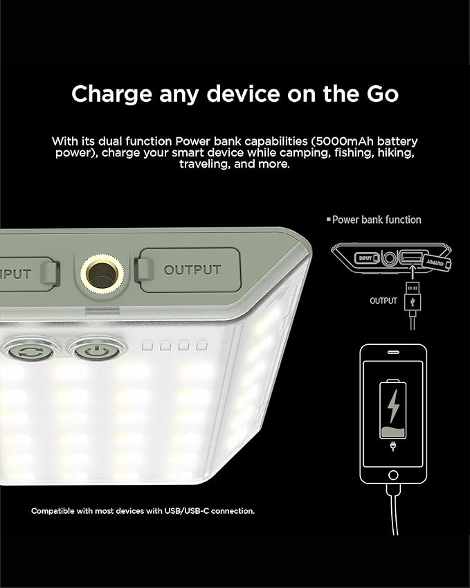 CLAYMORE 3Face Mini (Moss Green) - Lightweight and Portable LED Area Light for Outdoors, Camping
