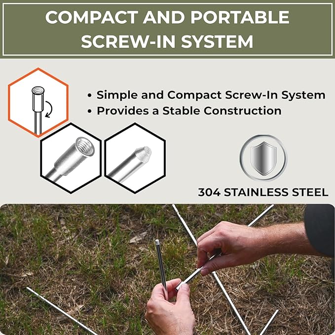 Tactiko Survival Campfire Cooking Tripod ??33" Stainless Steel Folding Stand with Adjustable Chain