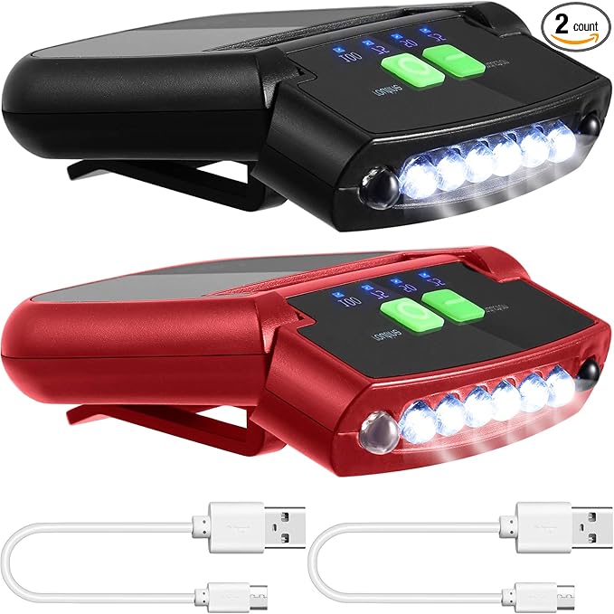 Mudder LED Clip on Cap Lights USB Rechargeable Cap Flashlight Clip Waterproof Ultra Bright Hat