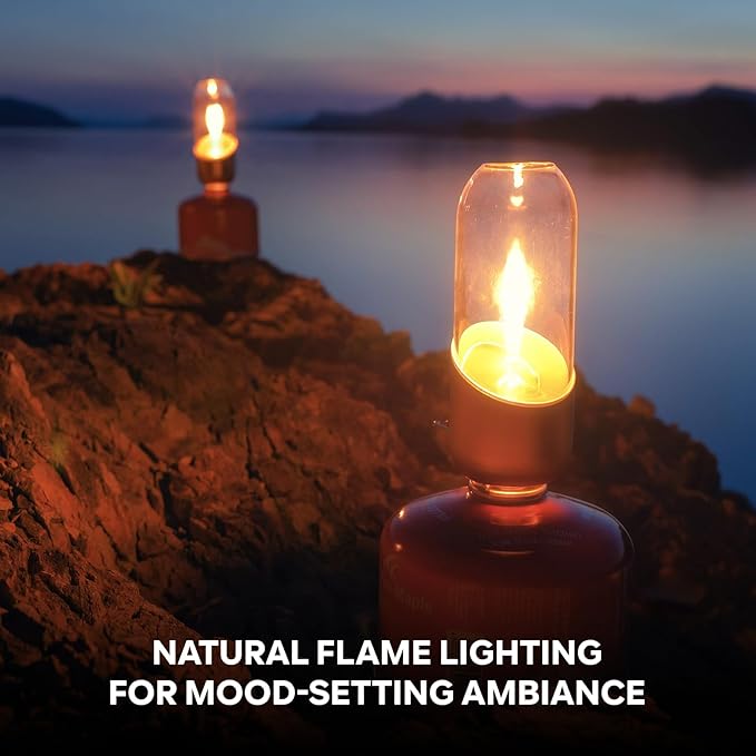 Fire-Maple Orange Camping Lantern Glass, Steel & Aluminum | Propane or Isobutane Fuel Canister