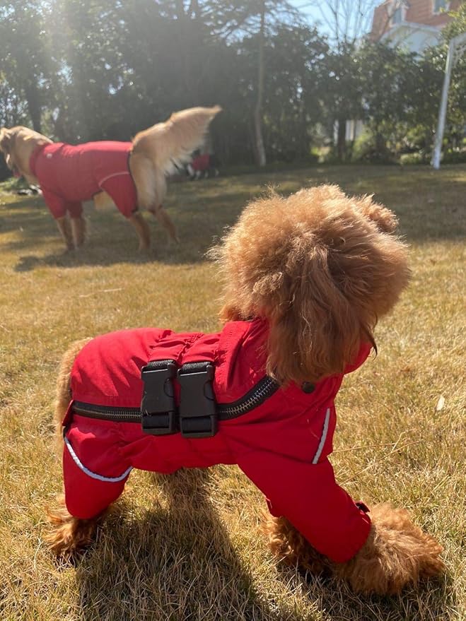Dogs Waterproof Jacket, Lightweight Waterproof Jacket Reflective Safety Dog Raincoat Windproof
