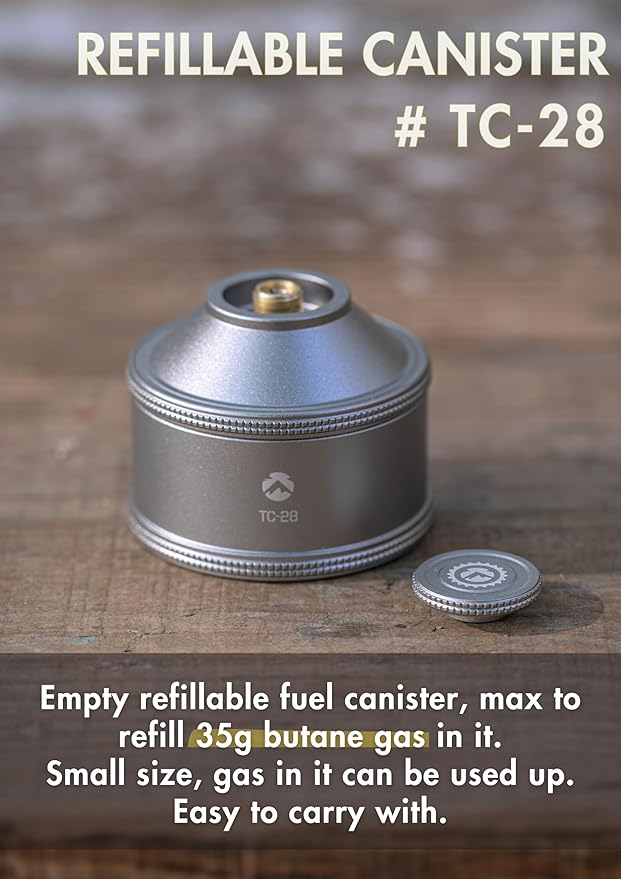 CAMPINGMOON Empty Refillable Cylinder 35g Standard for Backpacking Camping EN417 Lindal Valve