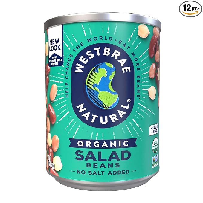 Westbrae Natural Organic Salad Beans, No Salt Added, 15 Oz (Pack of 12)