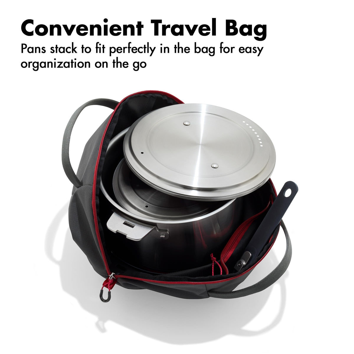 OXO Outdoor 8 Piece Camping Cookware Set, 10" Pre-Seasoned Carbon Steel Frying Pan Skillet, 2.25QT