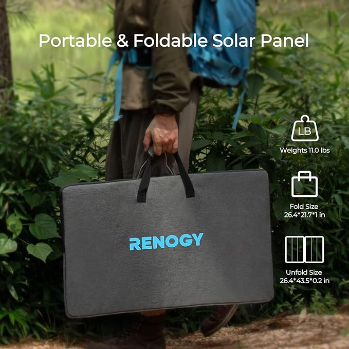 Renogy 120 watt Portable Solar Panel for Power Station, 12v Foldable Solar Panel for Camping RV of