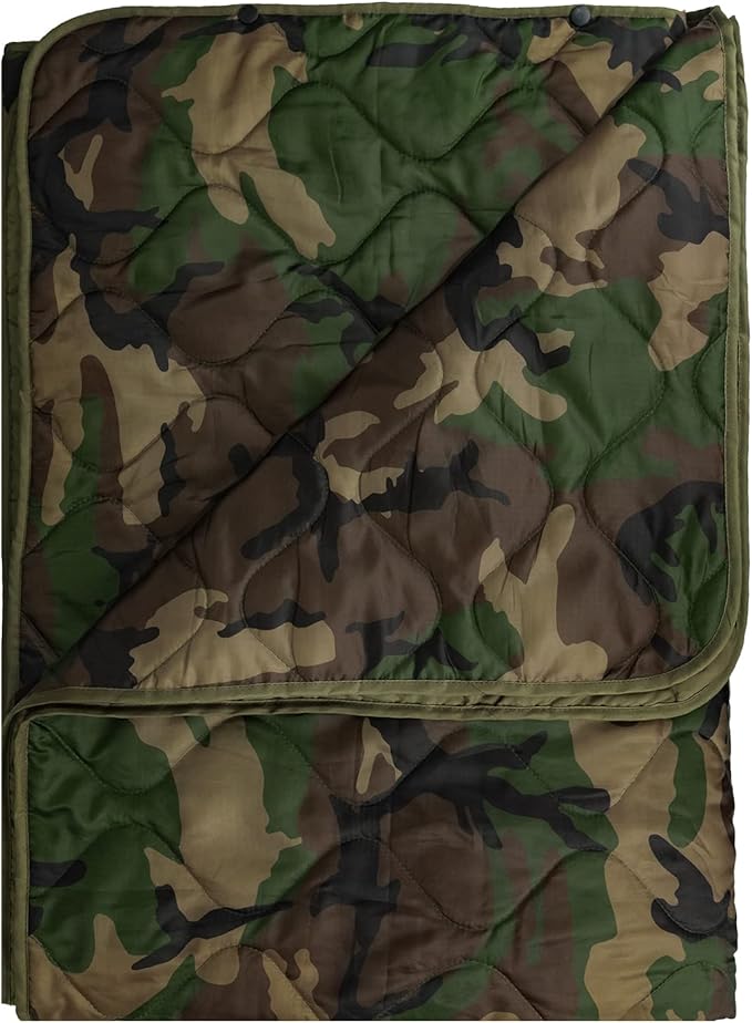Military Poncho Liner 55”x 79” Camping Blanket Insulation Compact Waterproof for Travel Stadium