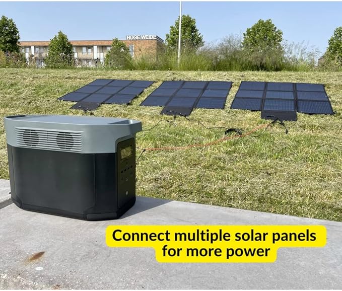LensunSolar 200W 12V Portable Solar Panel Blanket with Standard Connectors for Solar Generator