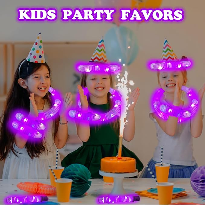 Glow Party Favors Supplies for Kids, 12 PCS Purple Light Up Glow Sticks Necklaces Bracelets