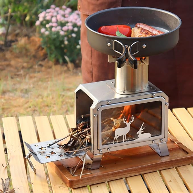 Portable Outdoor Camping Stove for Backpacking BBQ Hiking Picnic Cooking Stainless Steel Fire