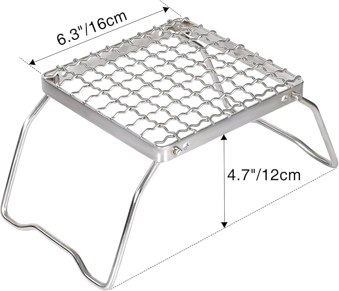 REDCAMP 6" Small Folding Campfire Grill, 304 Stainless Steel Firepit Grill Grate, Heavy Duty