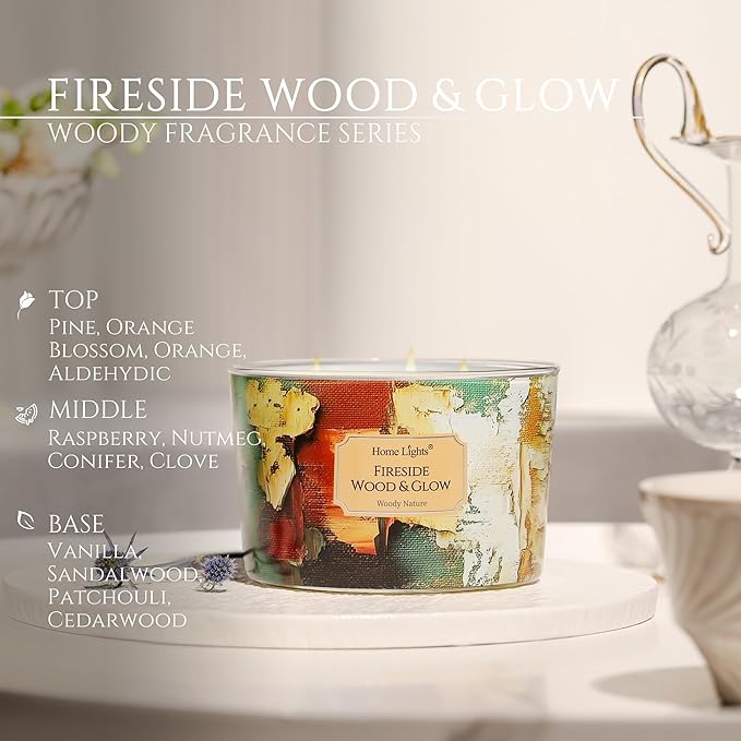 HomeLights 4-Wick Candles for Home Scented - 18oz Soy Wax Blend Candle Long-Lasting Fragrance
