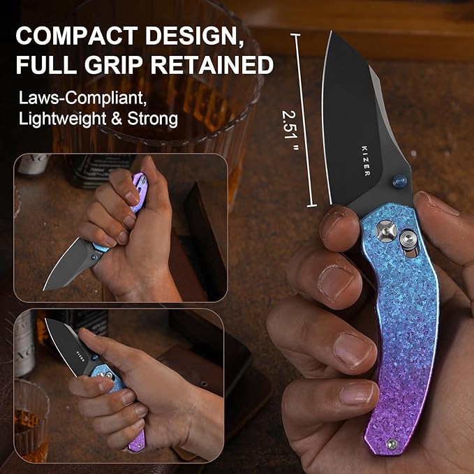 Kizer Mini Bulldog Pocket Knife, 2.5??S45VN Sheepsfoot Blade Folding Knife with DCL Coating