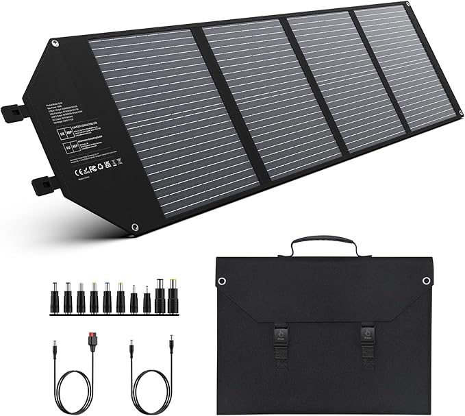 EnginStar 100W Foldable Solar Panel Charger with 18V DC Outlet for Portable Power Stations