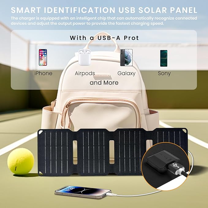 FlexSolar 10W Foldable Solar Chargers 5V USB Small Power Emergency Portable 4 Folds Panels IP67