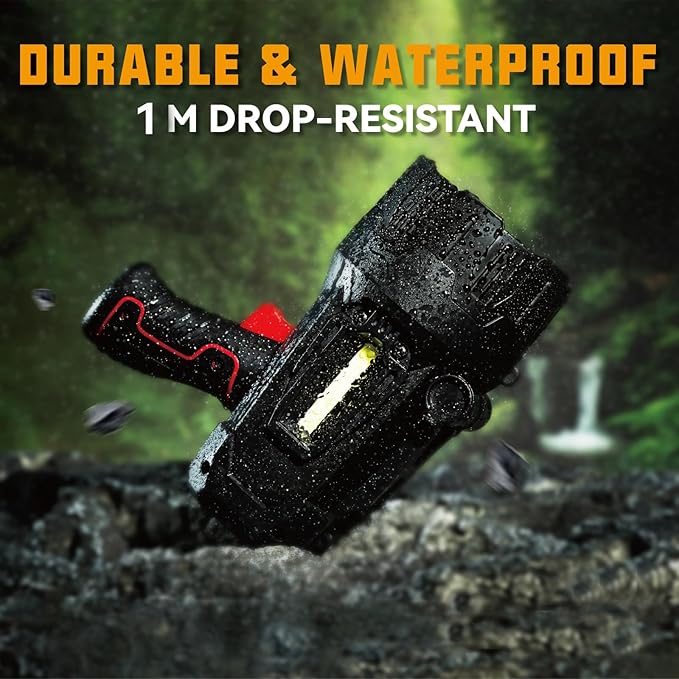 Durapower Rechargeable Spotlight, 1500 Lumens LED Spotlight Flashlight, Waterproof Handheld Spot