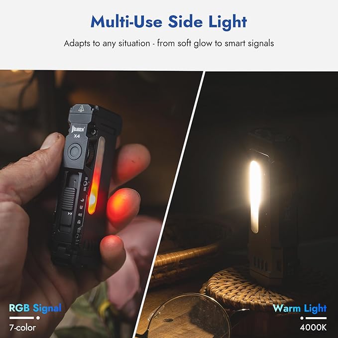 WUBEN X4 EDC Rechargeable Flashlight with RGB Light 1500 Lumens Mini Multifunctional Flashlight