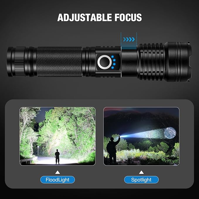 Rechargeable Flashlights 90,000 High Lumens - 2 Pack, Super Bright LED Flashlight Rechargeable with