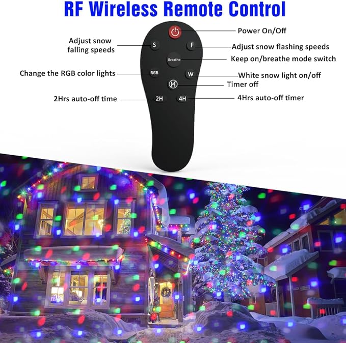 Christmas Halloween Projector Lights Outdoor,Indoor 15 Colors Snowfall Rotating Falling Snow