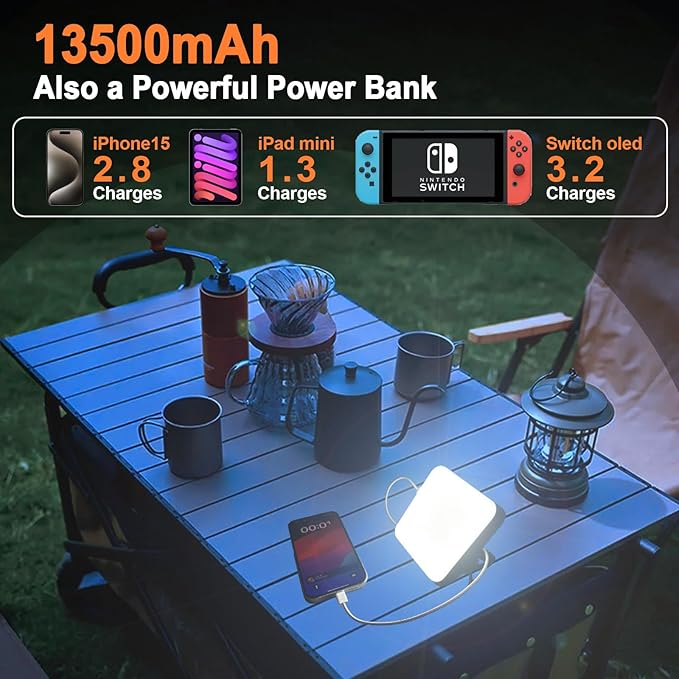 Camping Lantern 13500mAh, 4000LM Bright with 4 Light Modes & Magnetic, Rechargeable LED Camping