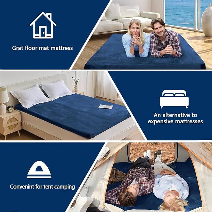 CYMULA CertiPUR-US Memory Foam Camping Mattress Pad, Portable Foam Sleeping Pad for Camping, Roll