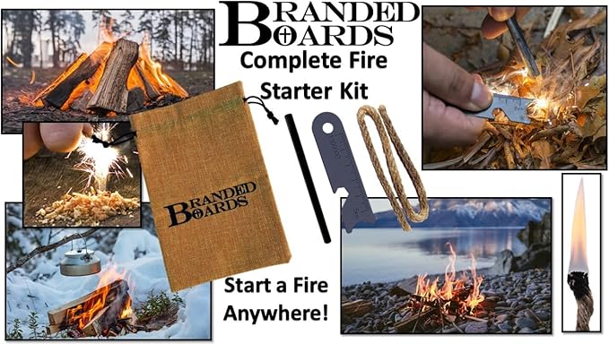 Portable Bushcraft Stainless BBQ Cooking Grill Grate, Bamboo Cutting Board, Burlap Bag, Mini Knife