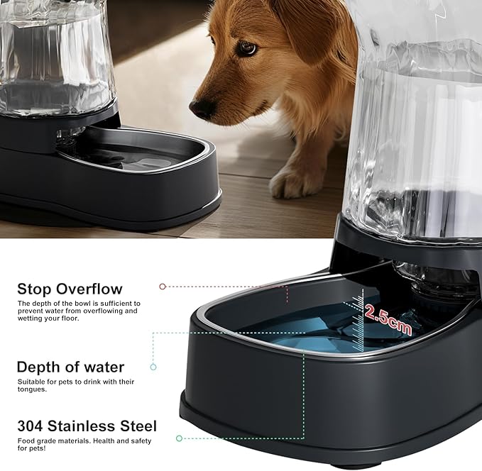 Gardner Pet Automatic Dog Water Dispenser Gravity Stainless Steel Water Waterer Feeder, 100%