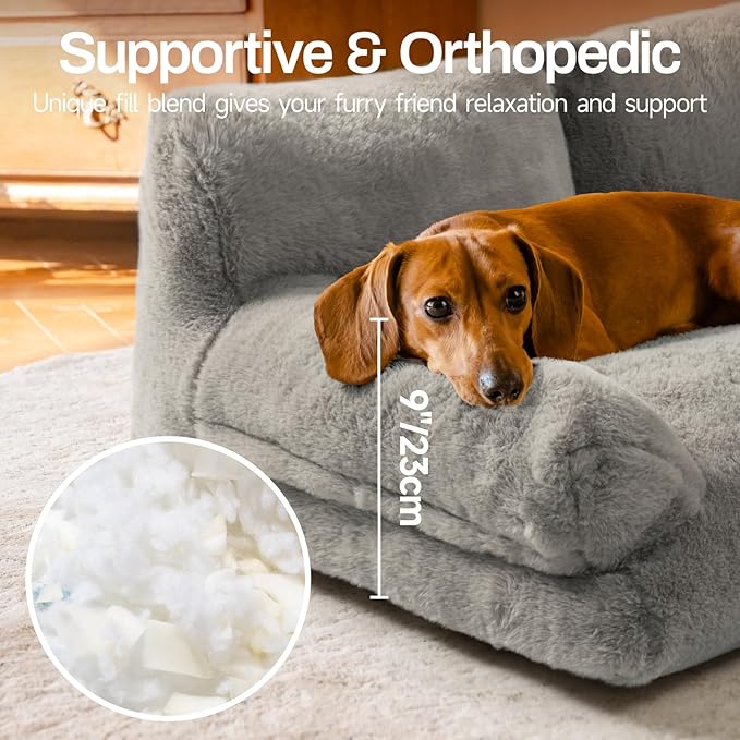 MEWOOFUN Cat Bed for Indoor Cats, Washable Dog Beds for Small Medium Dogs & Cats, Fluffy Cat Couch