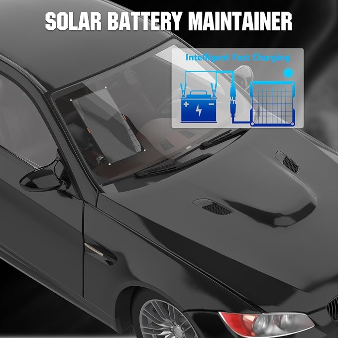 OYMSAE 12V Solar Battery Charger ，5W Waterproof Solar Battery Maintainer,Portable Solar Panel