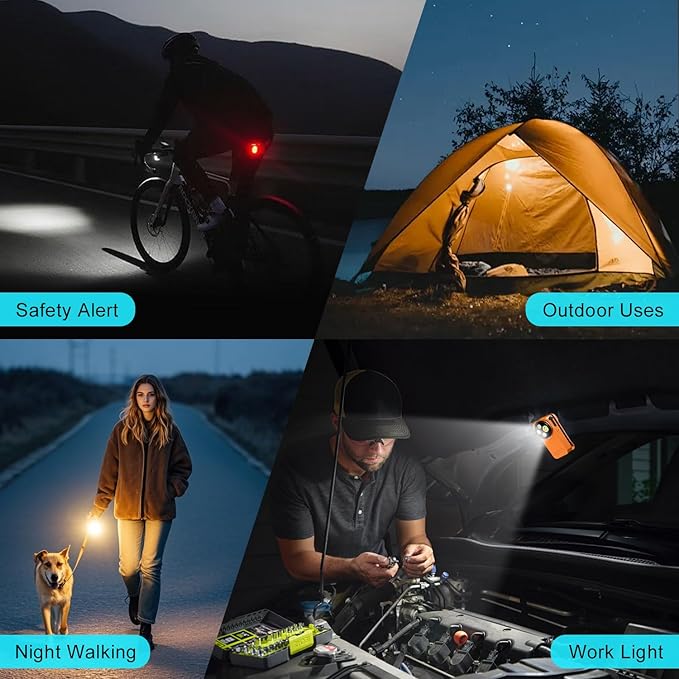 EDC Flashlight Clip-on Light, 530 Lumens Rechargeable with Type-C Charging, Combines Floodlight
