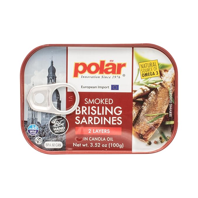 MW Polar Smoked Brisling Sardines in Canola Oil, 3.52 oz Can, Wild Caught (Pack of 1)