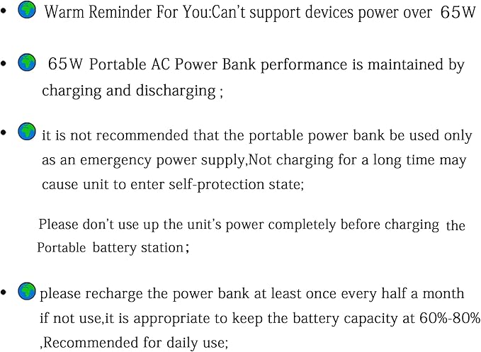 Portable Power Bank with AC Outlet, 65W 110V Portable Laptop Charger Battery Bank 24000mAh External