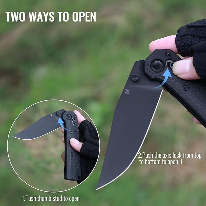 Pathwright Folding Knife, 3.54" Swedish 14C28N Blade G10 Handle with Crossbar Lock Pocket Knife