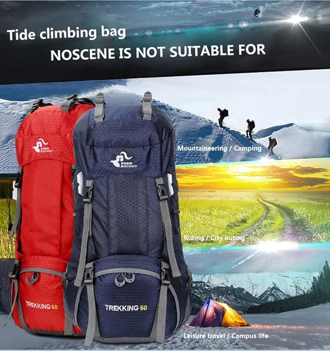 Bseash 60L Waterproof Hiking Camping Backpack with Rain Cover, Large Outdoor Sport Travel Daypack
