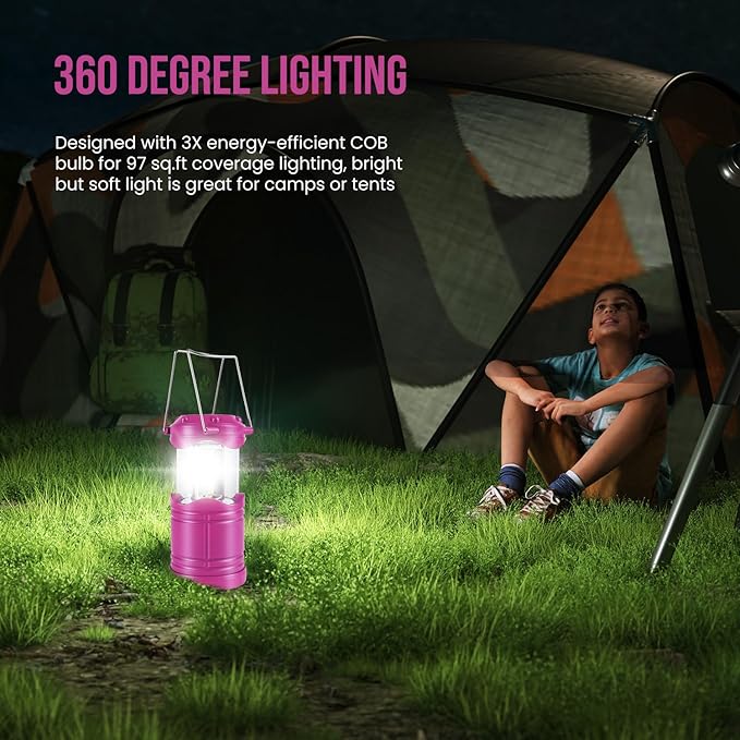 Lichamp LED Camping Lantern, 4 Pack Battery Powered Flashlight for Power Outages, Portable