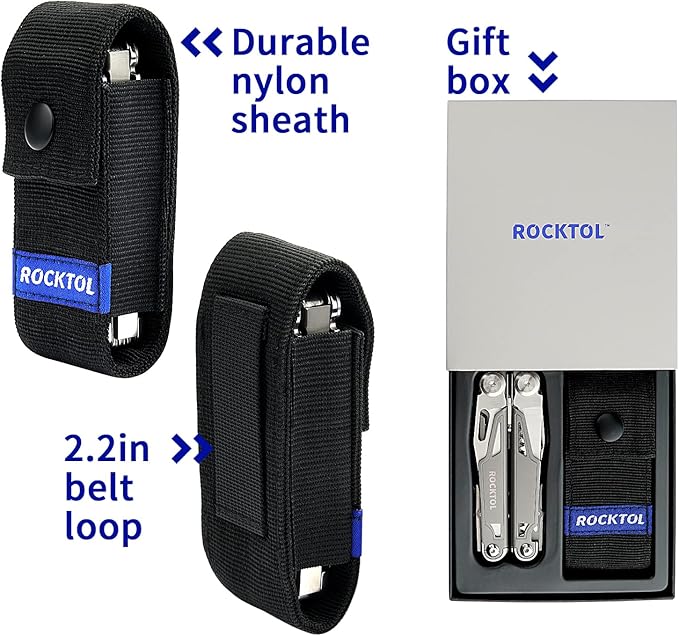 Multitool,19-in-1 Multitool Pliers with Titanium-plated Handle, Safety Locking, Lightweight EDC