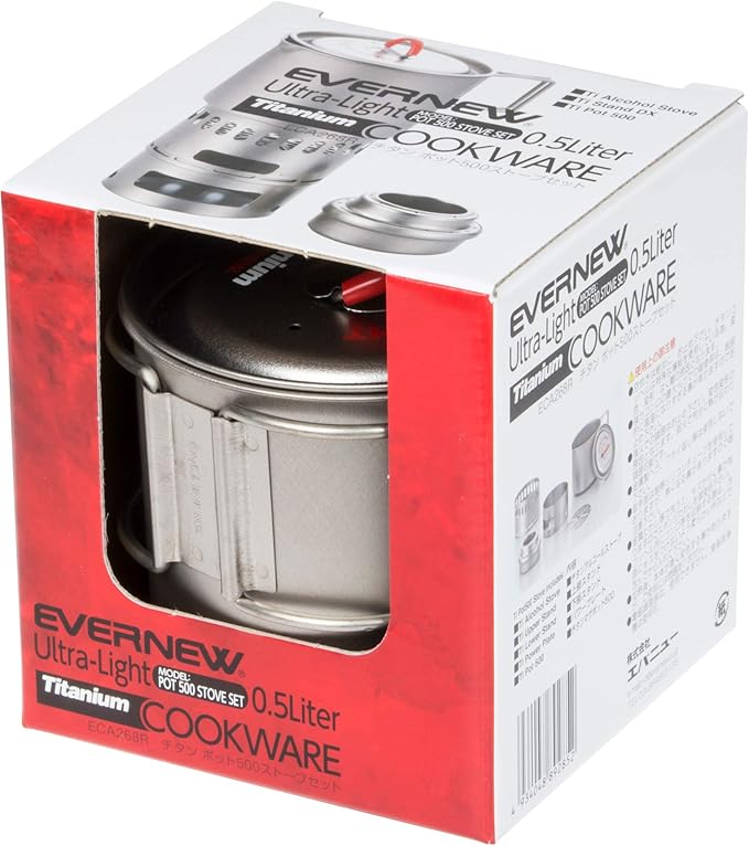 Evernew Titanium Mug Pot 500 Stove Set RED ECA268R