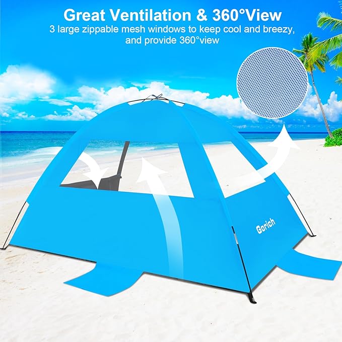 Gorich Beach Tent Sun Shelter for 3/4-5/6-7/8-10 Person with UPF 50ï¼?UV Protection, Lightweight &