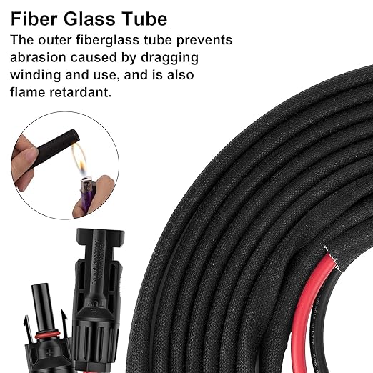 50FT 10AWG Solar Panel Extension Cable with Female and Male Connectors, Solar Cable for Solar