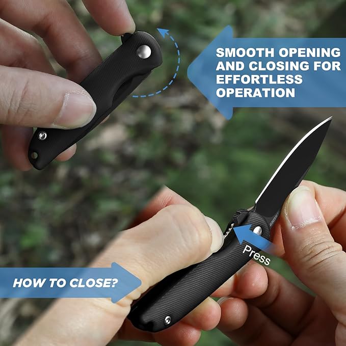 Small Pocket Knife, 4.96" EDC Mini Folding Knives 2" Drop Point Blade 5Cr13MoV Stainless Steel