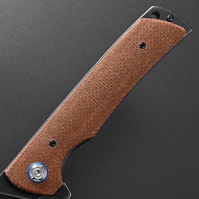 Eafengrow EF973 Folding Knife, D2 Steel Blade Micarta Handle Scale Pocket Knife Folder for Working
