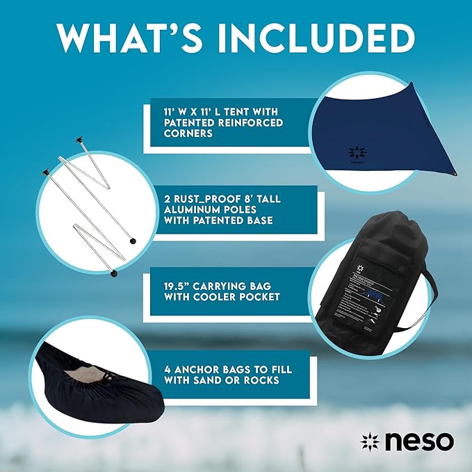 Neso Gigante - Portable Beach Tent - Ideal to Enjoy with Family and Friends - UPF 50+