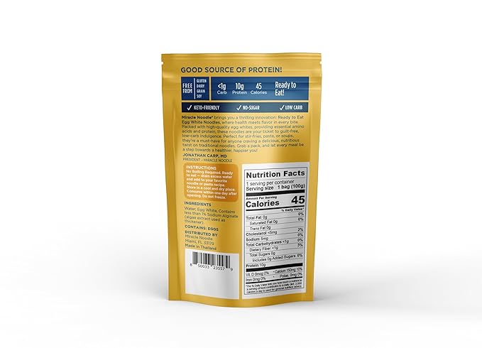 Miracle Noodle Egg White Spaghetti Pasta, 3.5 Oz (Pack of 6), Ready to Eat Egg White Noodles, 10g