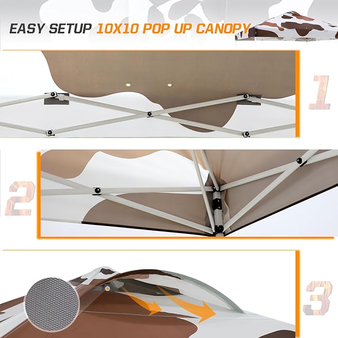 EAGLE PEAK Pop Up Canopy Tent with Wheeled Carry Bag, 8 Stakes, 4 Ropes, 4 Weight Bags, Easy Set Up